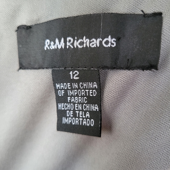 R&M Richards Silver Tone Evening Cocktail Maxi Dress Beaded Spark Sleeveless 12 - Picture 7 of 8